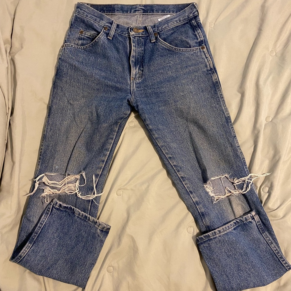 Wrangler bootcut distressed jeans